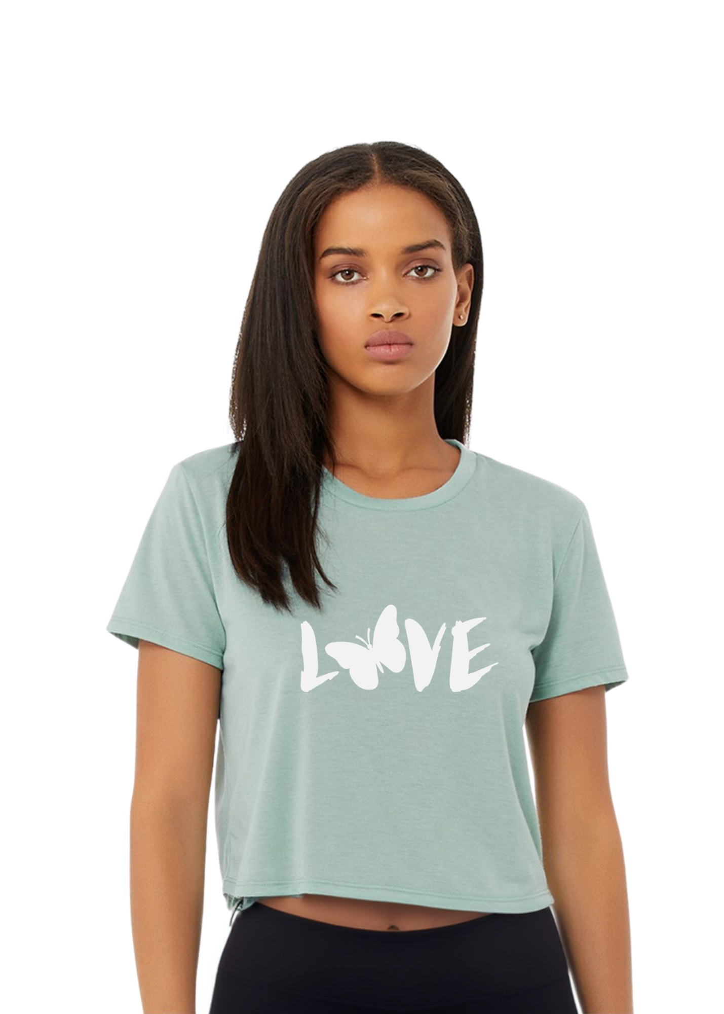 Flowy Crop Tee - Love 🦋 – Beyond Zen Wear