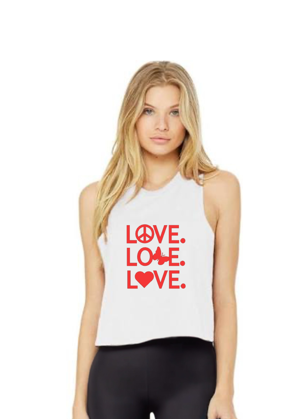 Racerback Crop Tank - LOVE LOVE LOVE