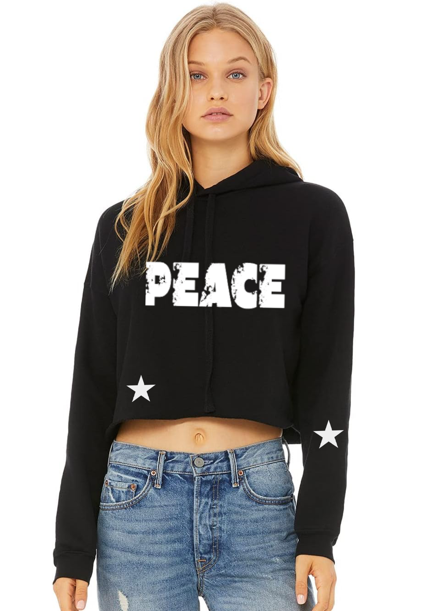 Crop Fleece Hoodie: Vintage Collection (Peace)