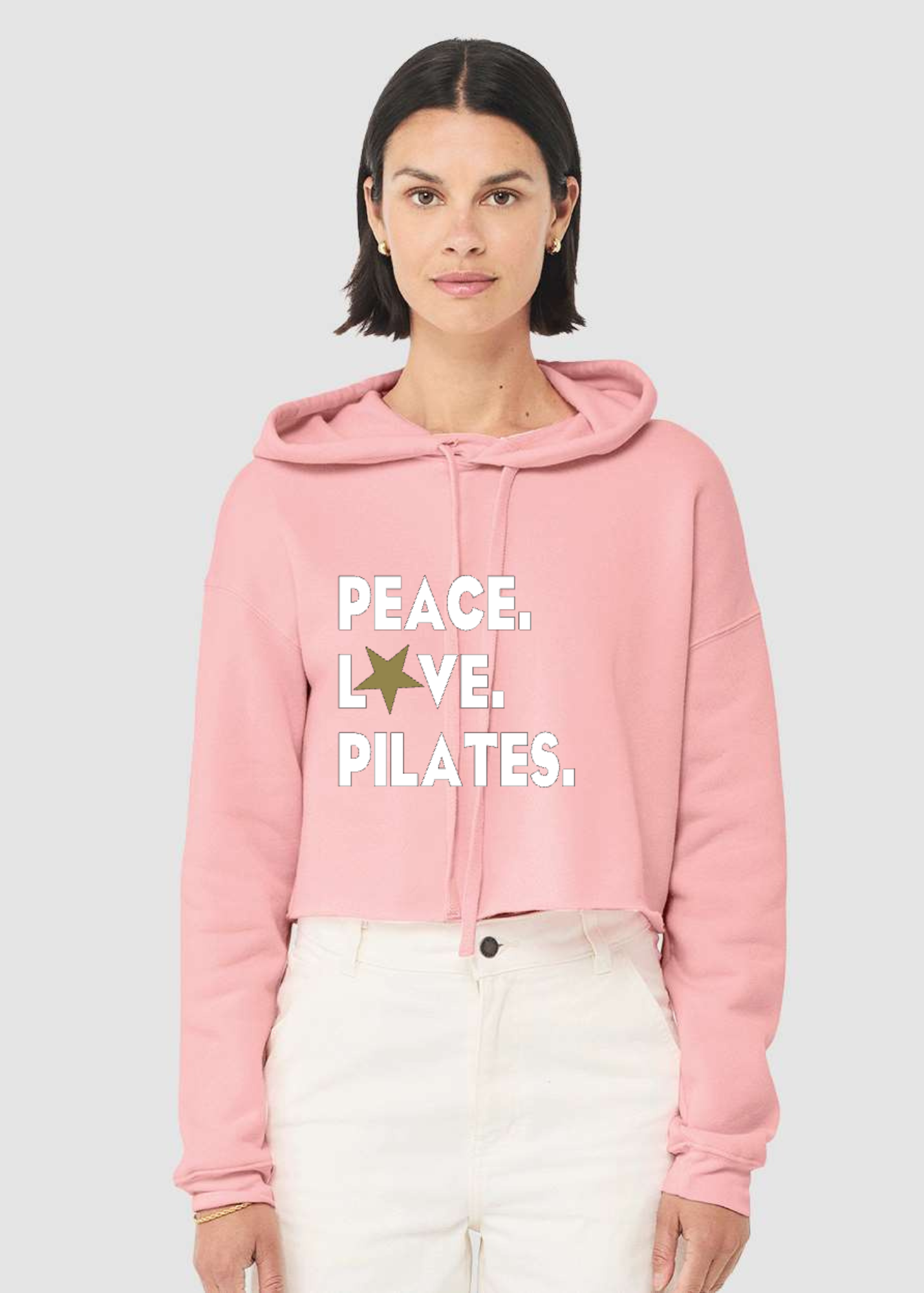 Crop Fleece Hoodie: Peace.Love.Pilates