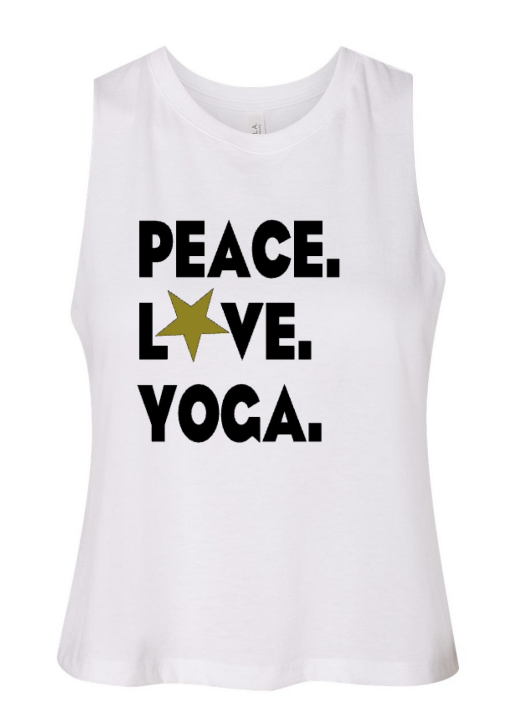 Racerback Crop Tank - Peace.Love.Yoga.