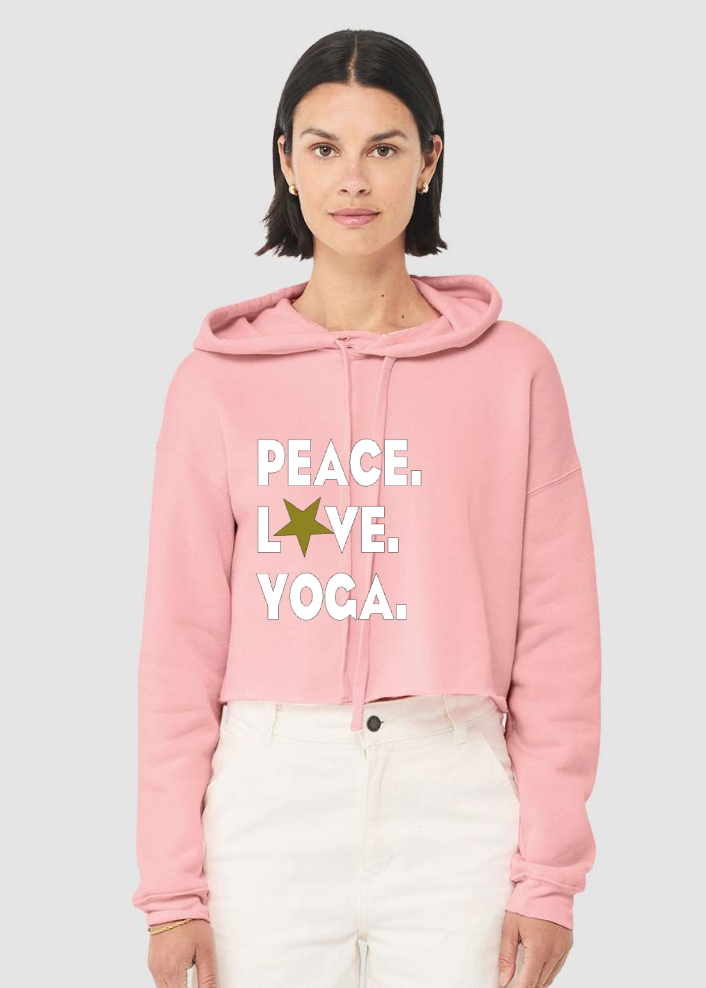 Crop Fleece Hoodie: Peace.Love.Yoga