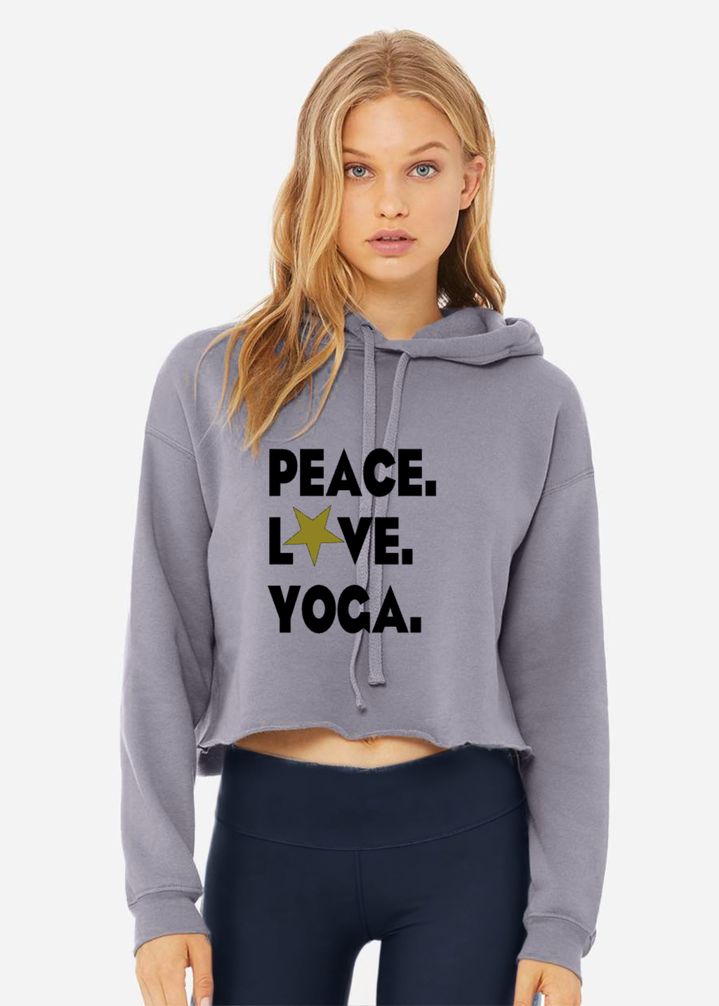 Crop Fleece Hoodie: Peace.Love.Yoga
