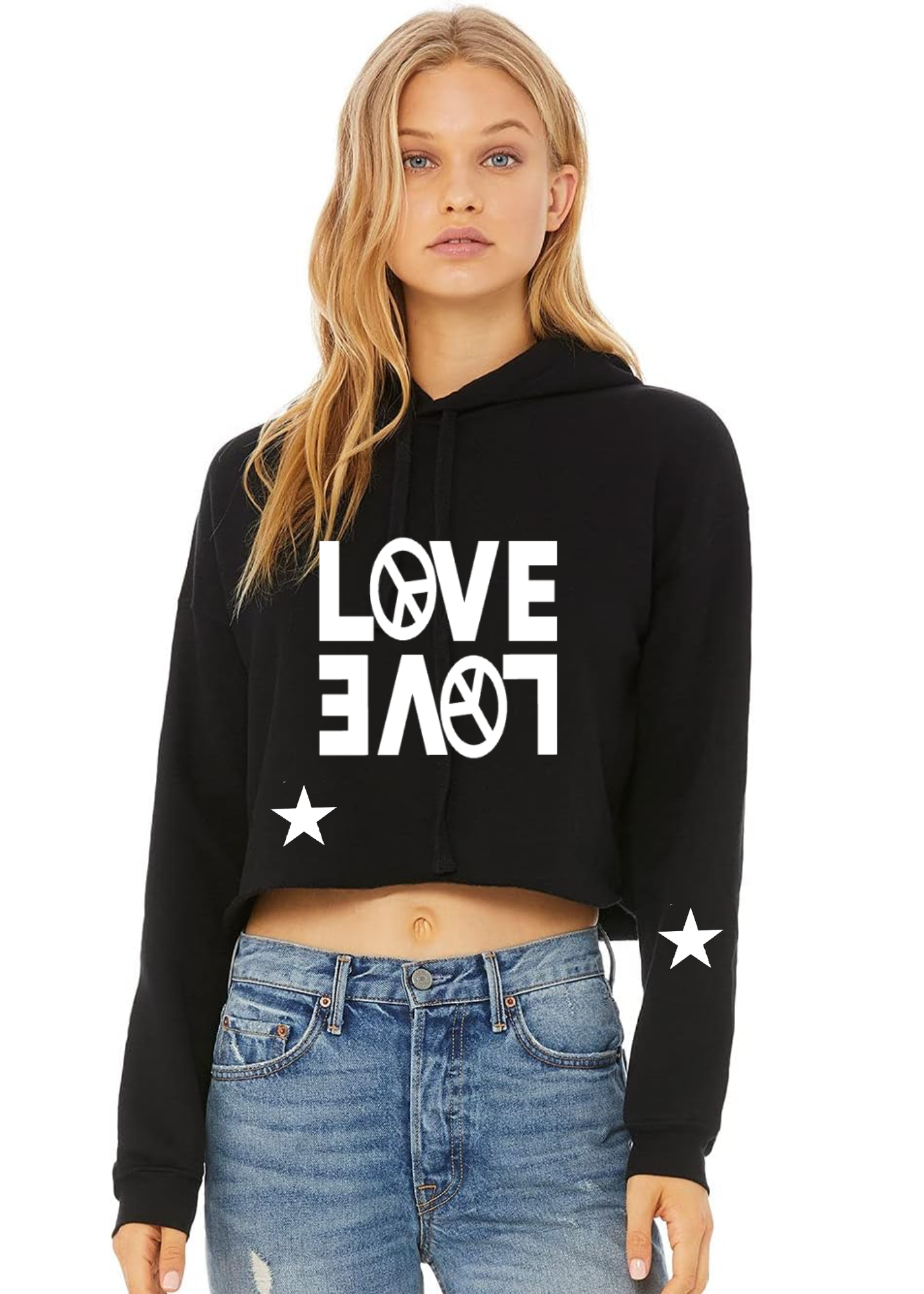 Crop Fleece Hoodie: Double Love