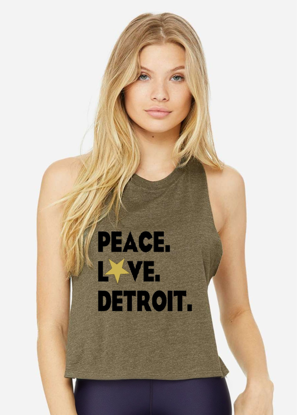 Racerback Crop Tank - Peace.Love.Detroit.
