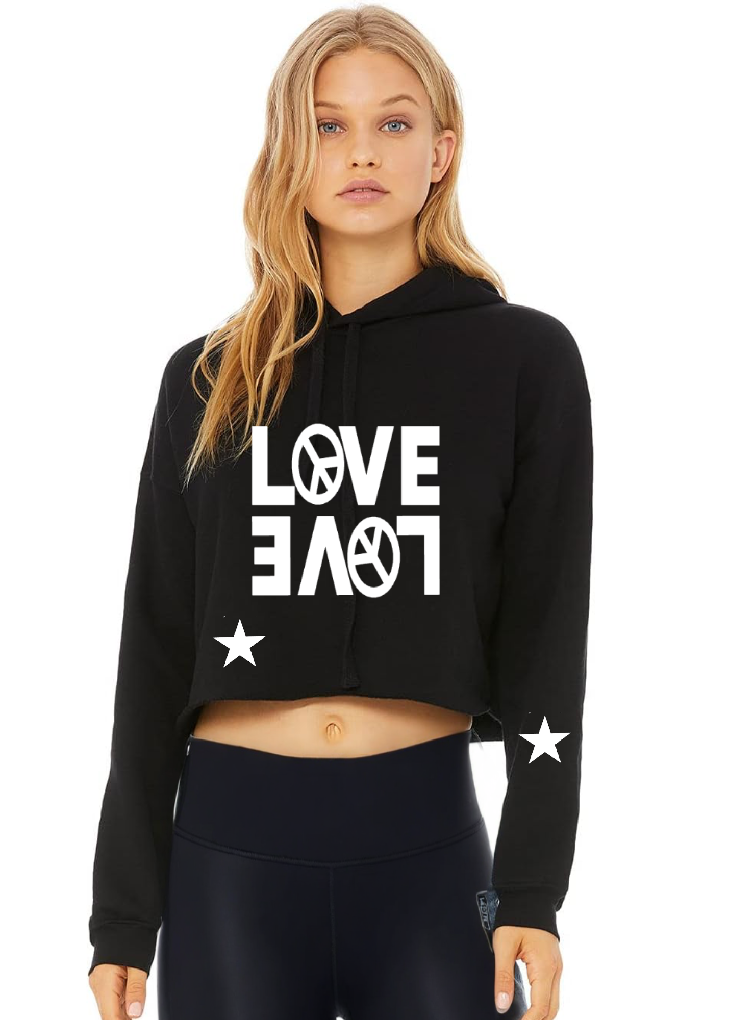 Crop Fleece Hoodie: Double Love