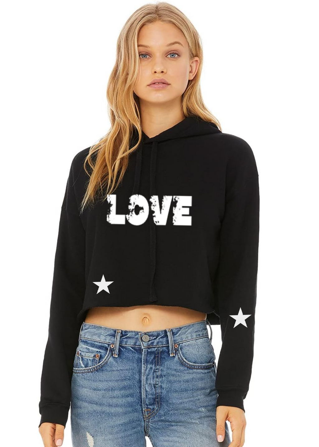 Crop Fleece Hoodie: Vintage Collection (Love)