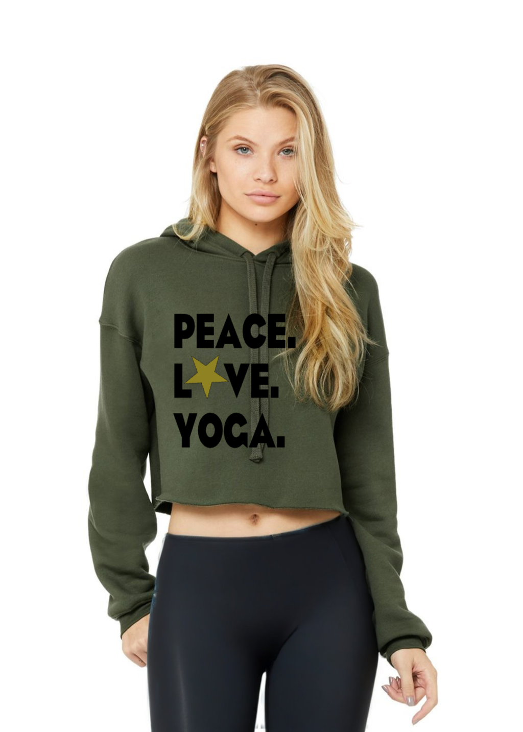 Crop Fleece Hoodie: Peace.Love.Yoga