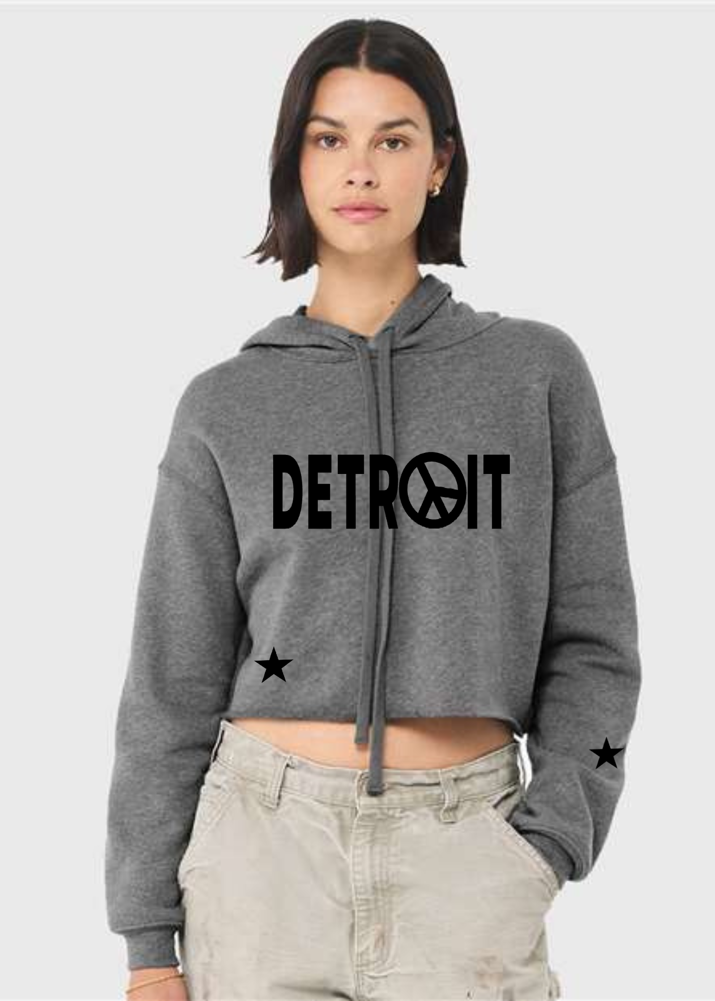 Crop Fleece Hoodie: Detroit ☮