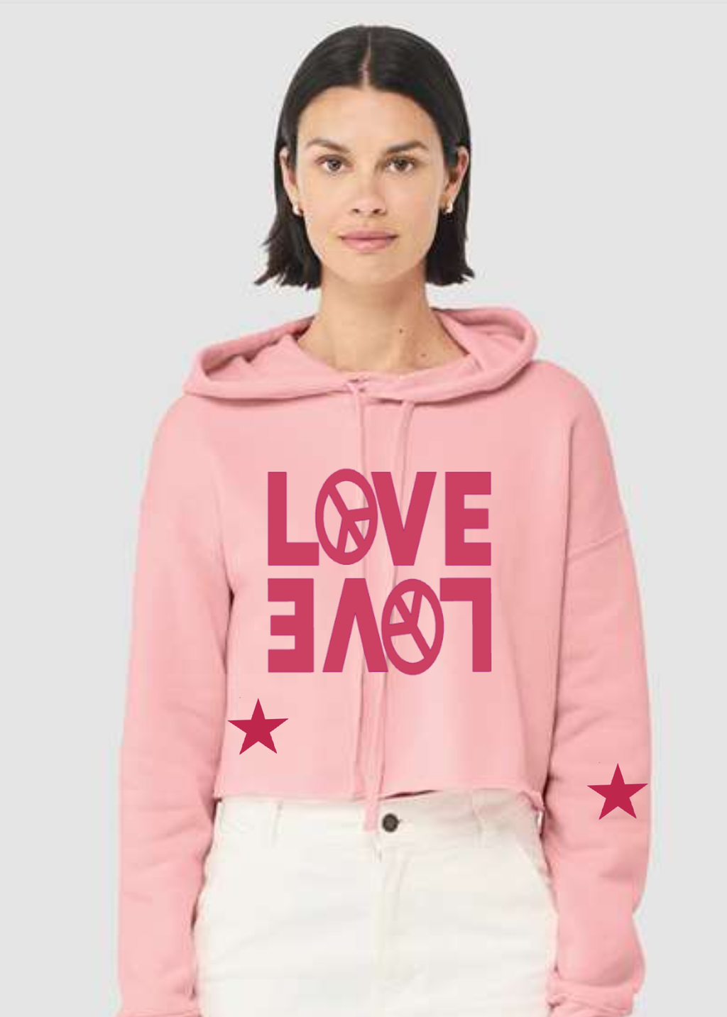 Crop Fleece Hoodie: Double Love