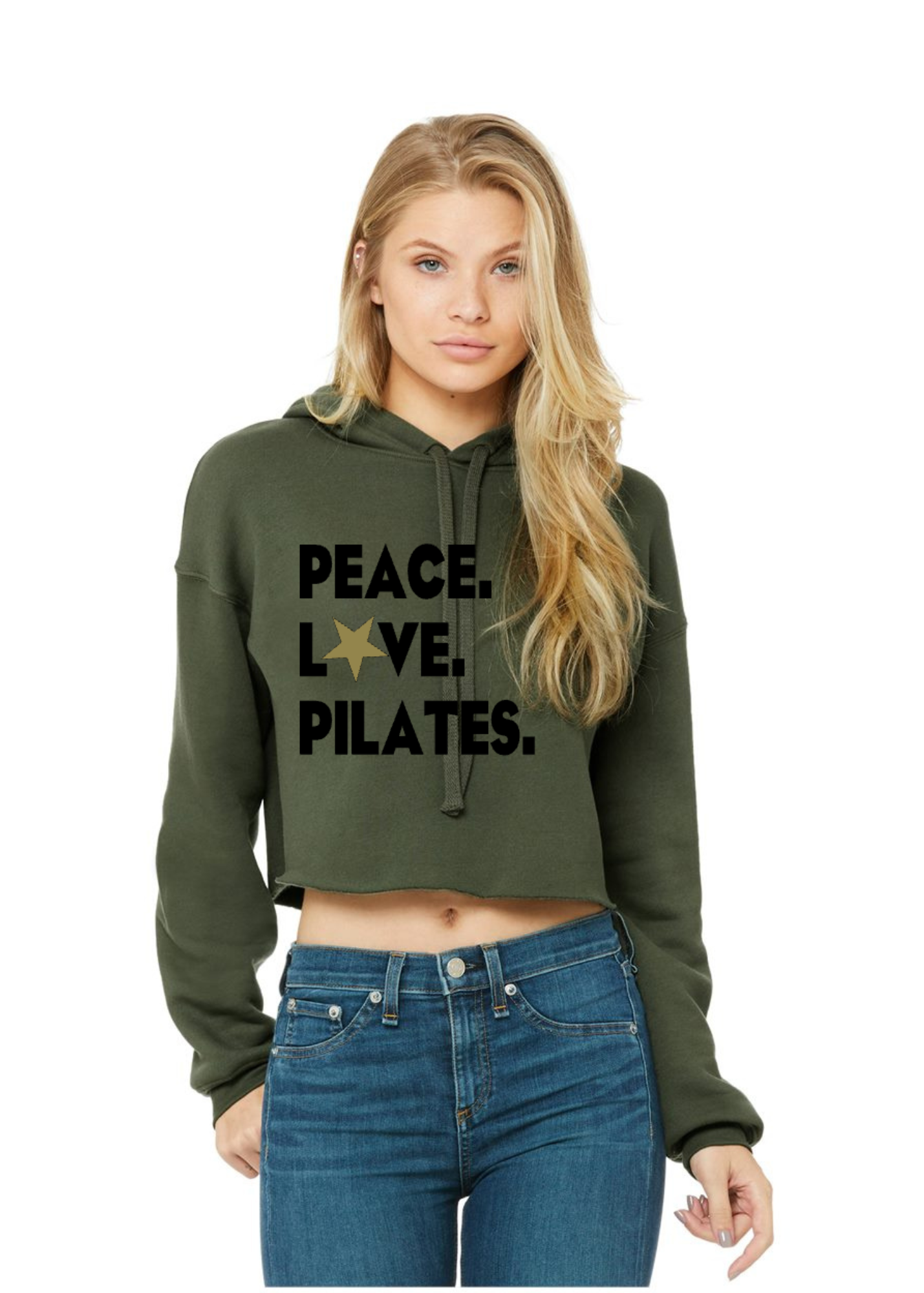 Crop Fleece Hoodie: Peace.Love.Pilates
