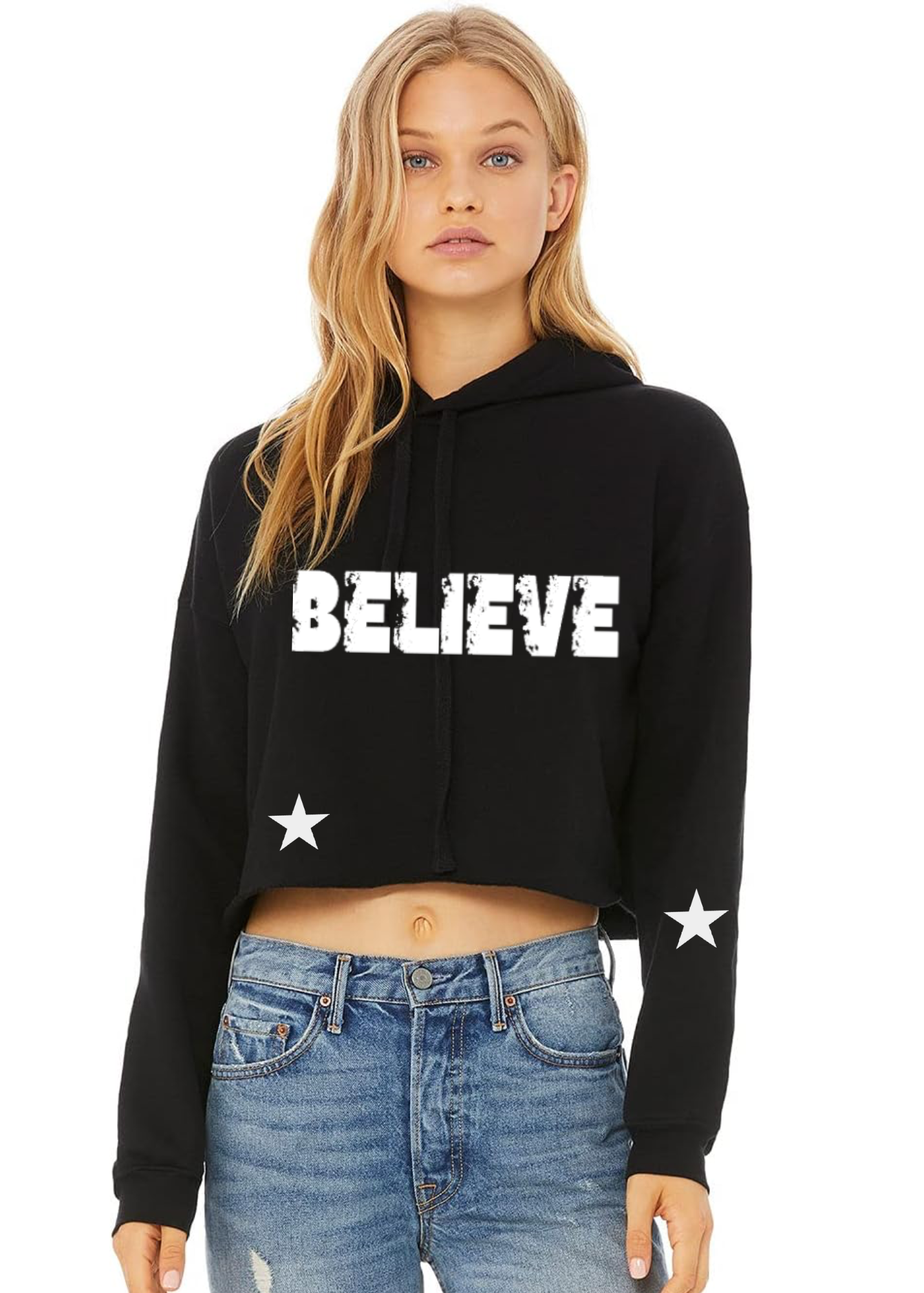 Crop Fleece Hoodie: Vintage Collection (Believe)