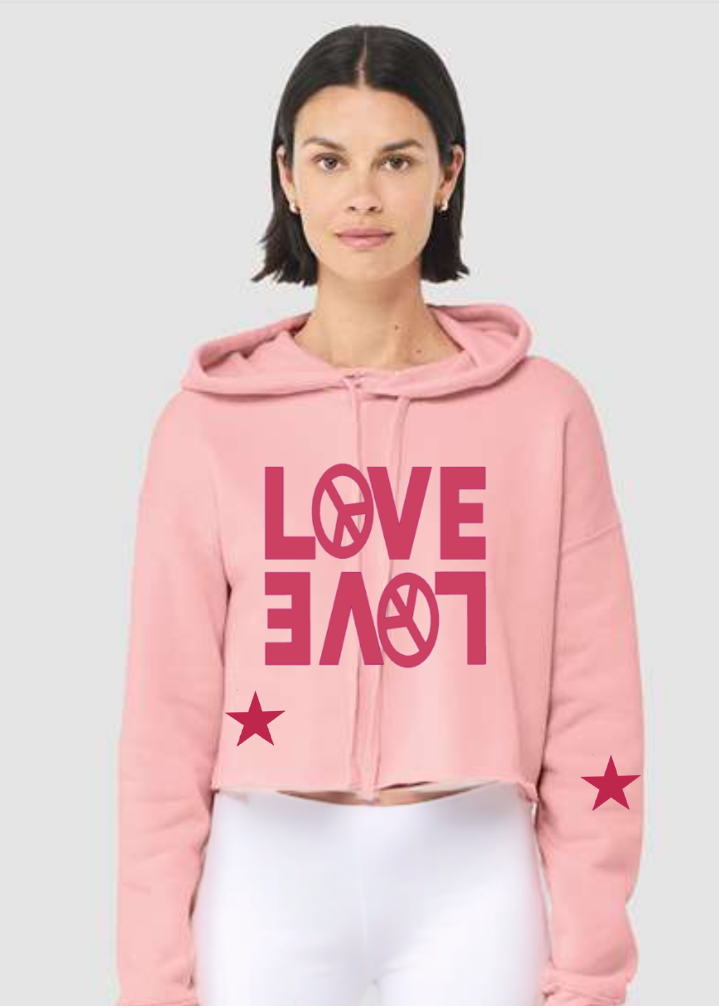 Crop Fleece Hoodie: Double Love