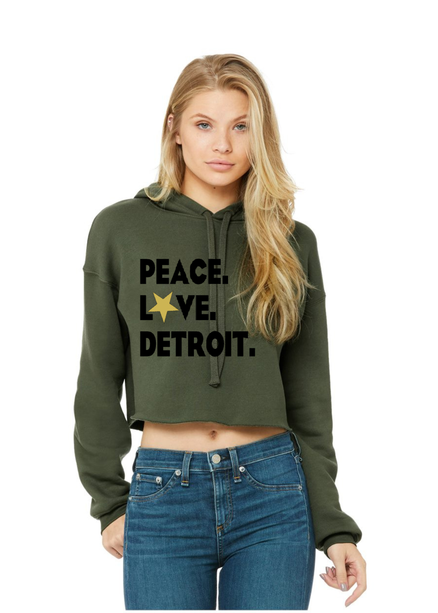 Crop Fleece Hoodie: Peace.Love.Detroit