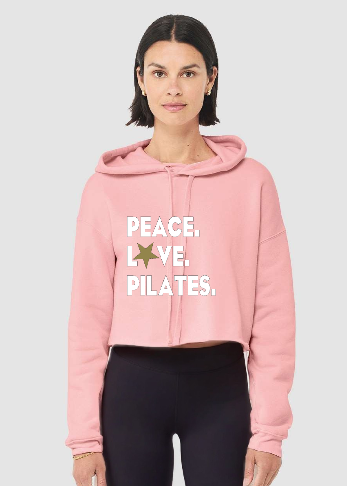 Crop Fleece Hoodie: Peace.Love.Pilates