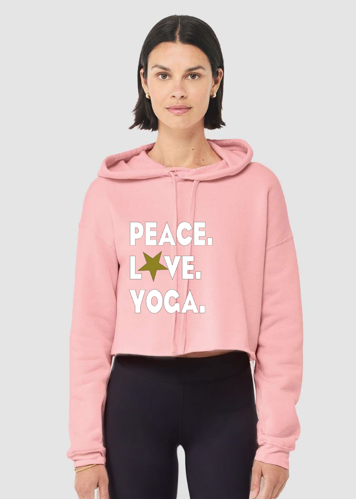 Crop Fleece Hoodie: Peace.Love.Yoga