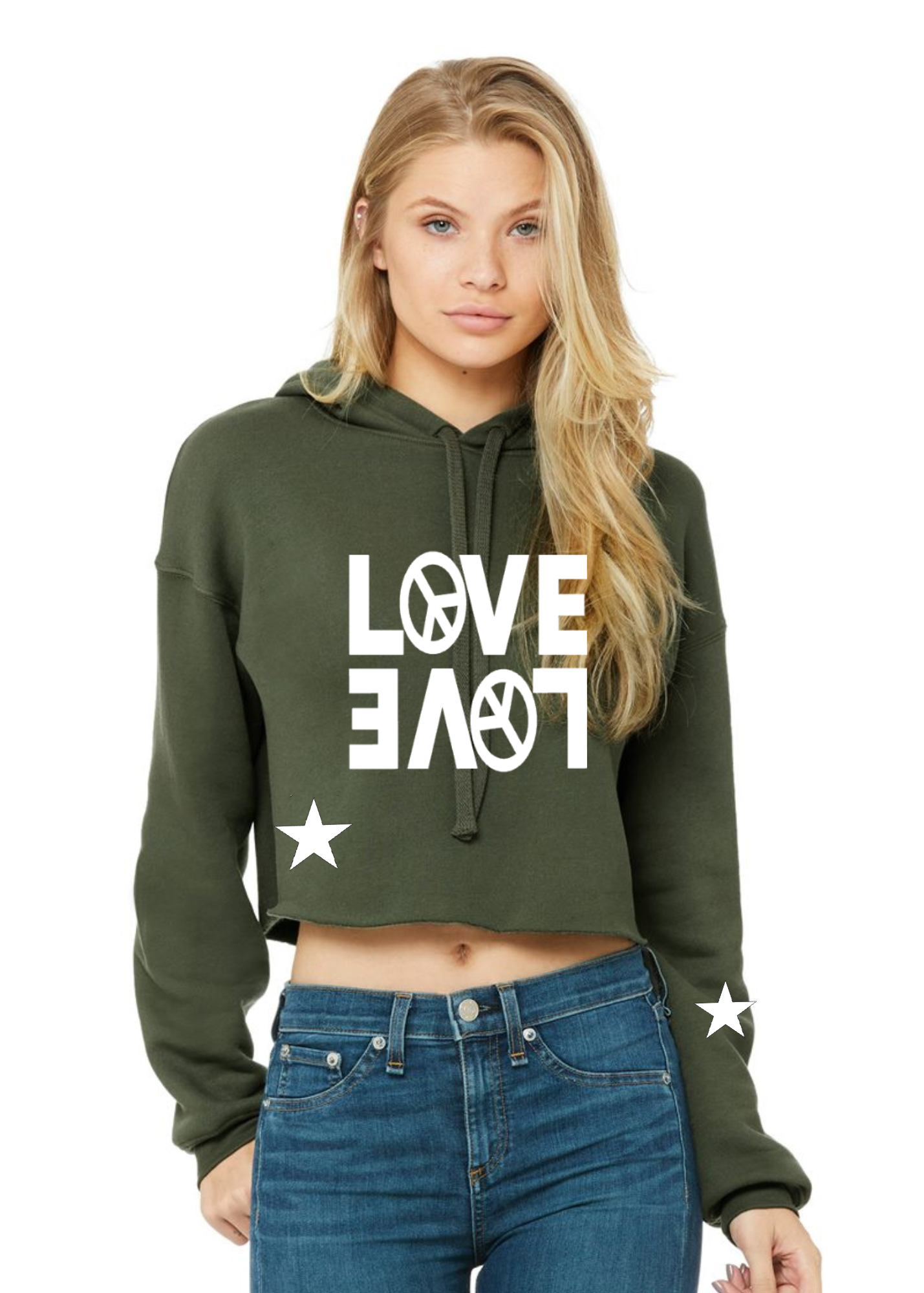 Crop Fleece Hoodie: Double Love