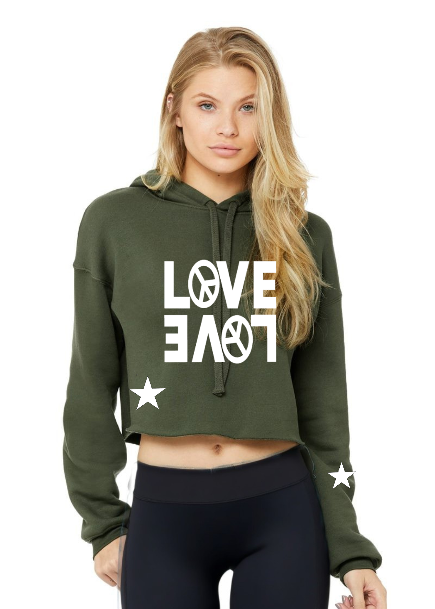 Crop Fleece Hoodie: Double Love