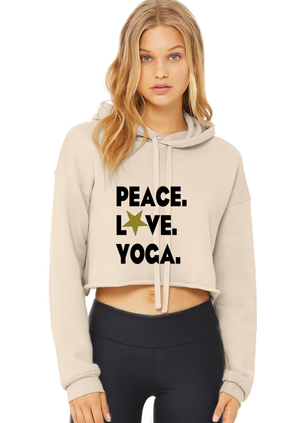 Crop Fleece Hoodie: Peace.Love.Yoga