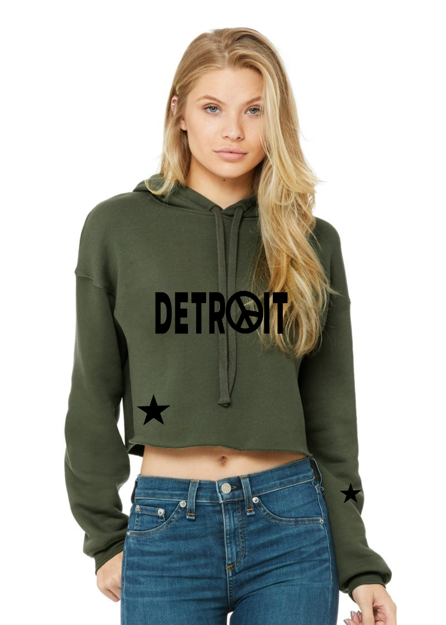 Crop Fleece Hoodie: Detroit ☮