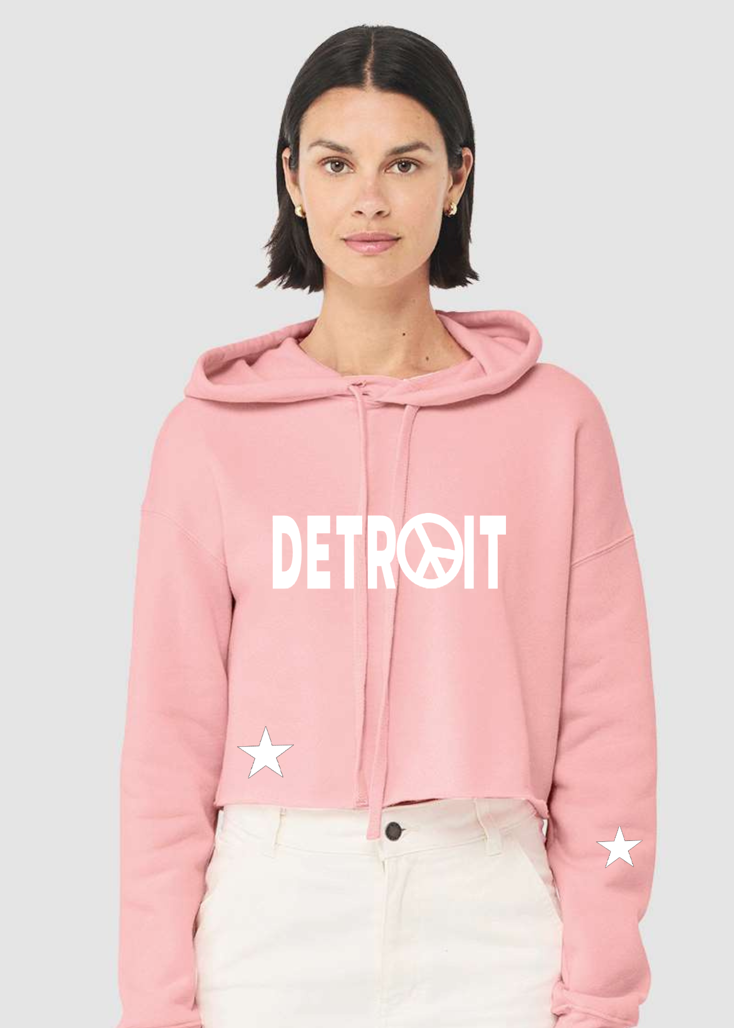 Crop Fleece Hoodie: Detroit ☮