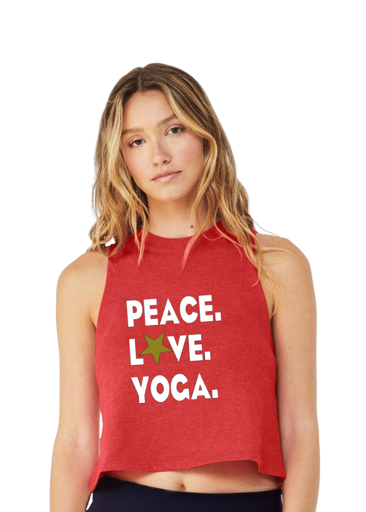Racerback Crop Tank - Peace.Love.Yoga.