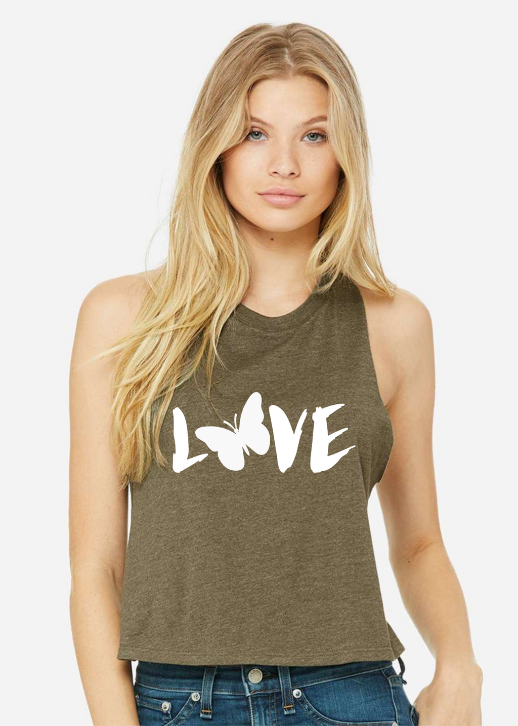 Racerback Crop Tank - Love 🦋