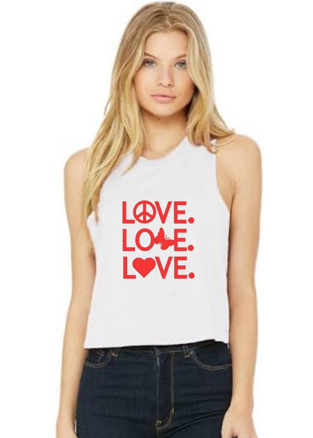 Racerback Crop Tank - LOVE LOVE LOVE