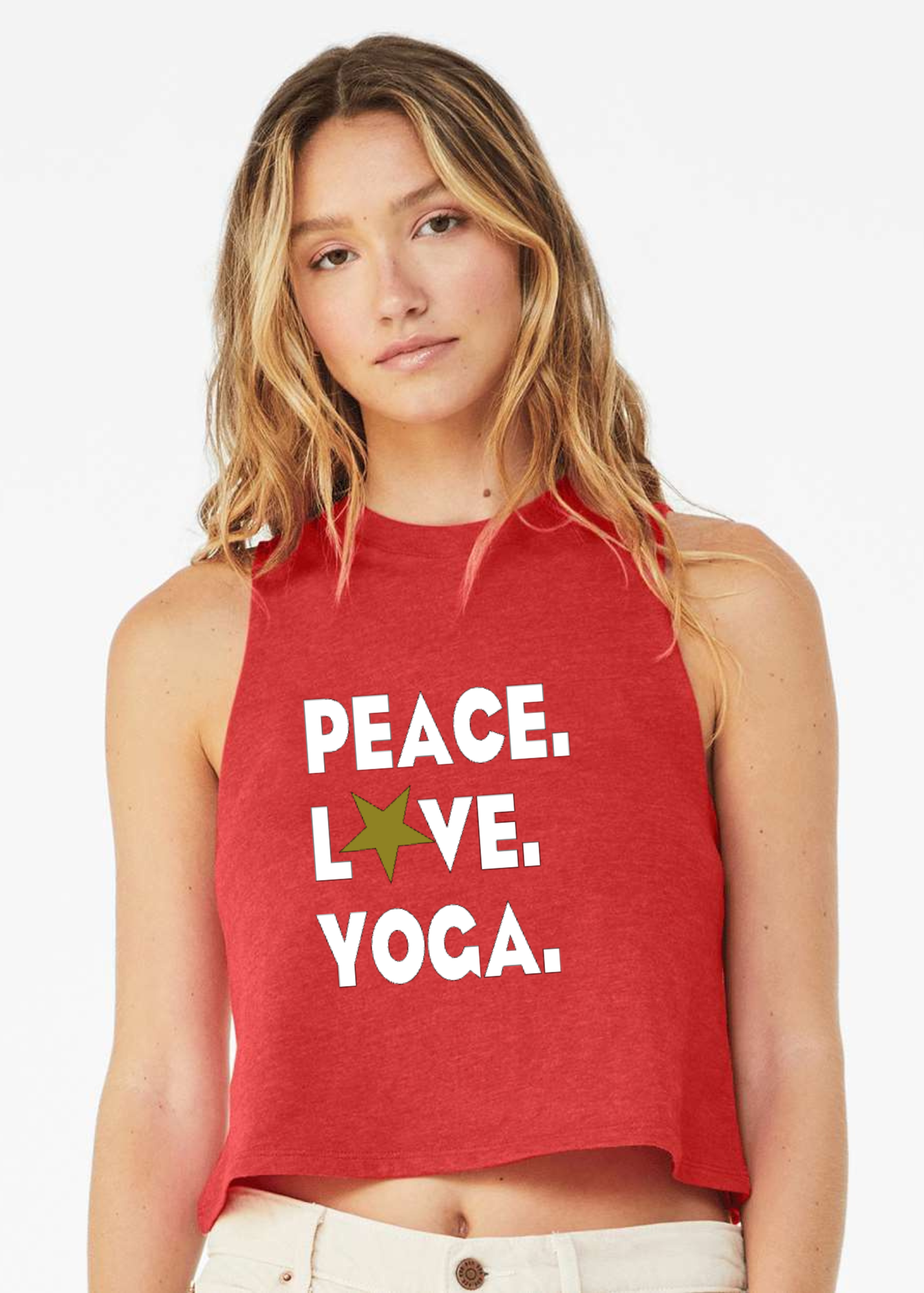 Racerback Crop Tank - Peace.Love.Yoga.
