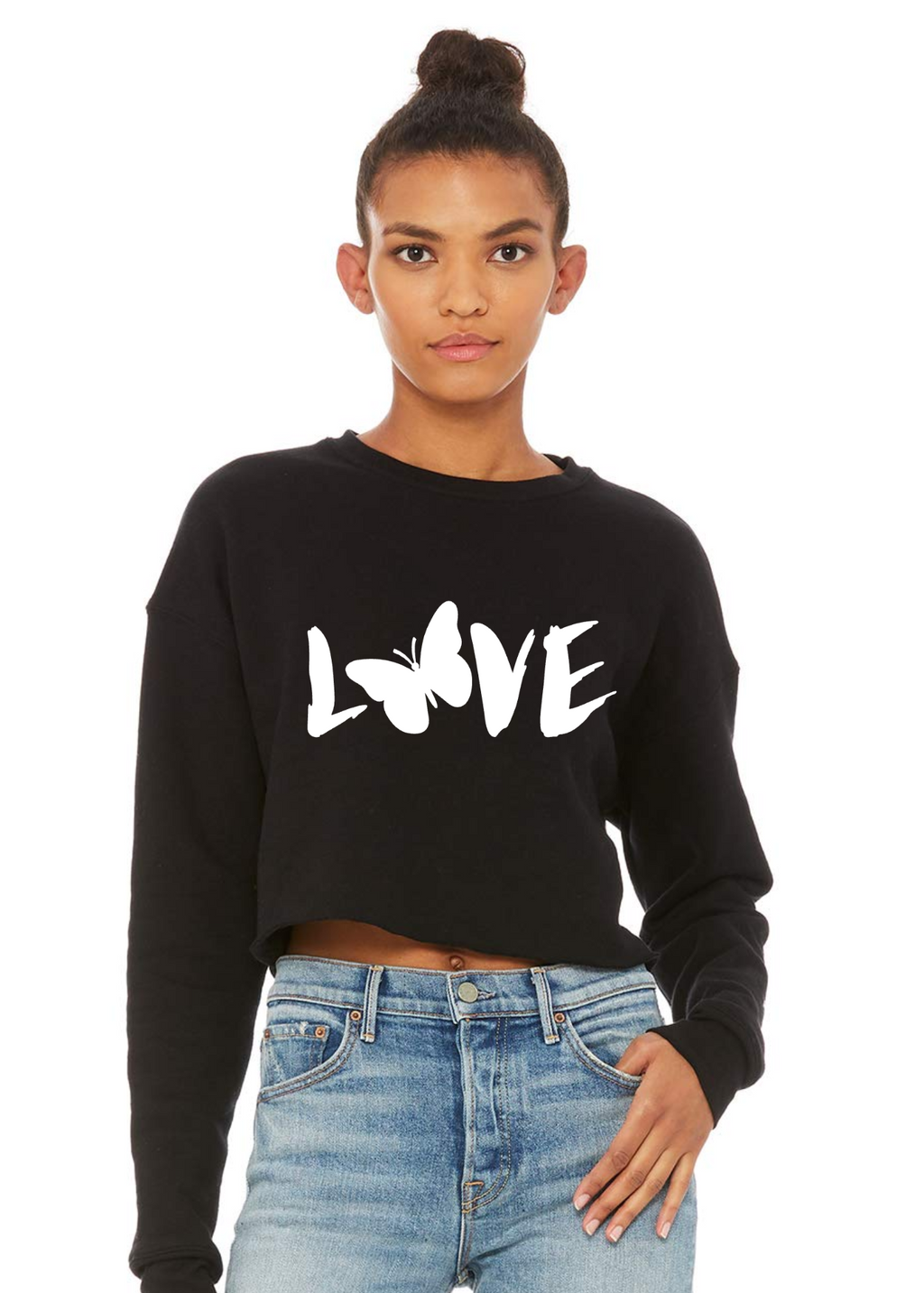 Crop Crew Fleece Crewneck Sweatshirt - Love 🦋
