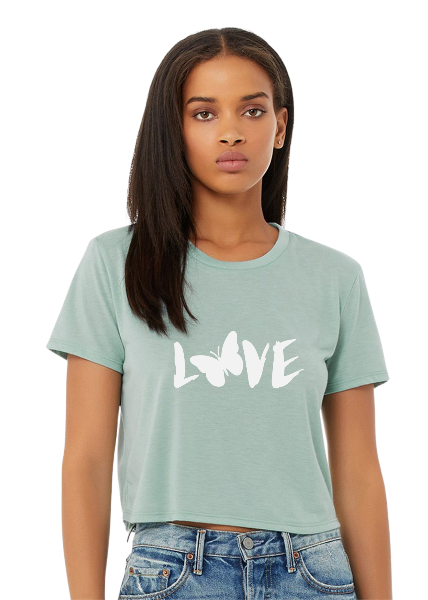 Flowy Crop Tee - Love 🦋