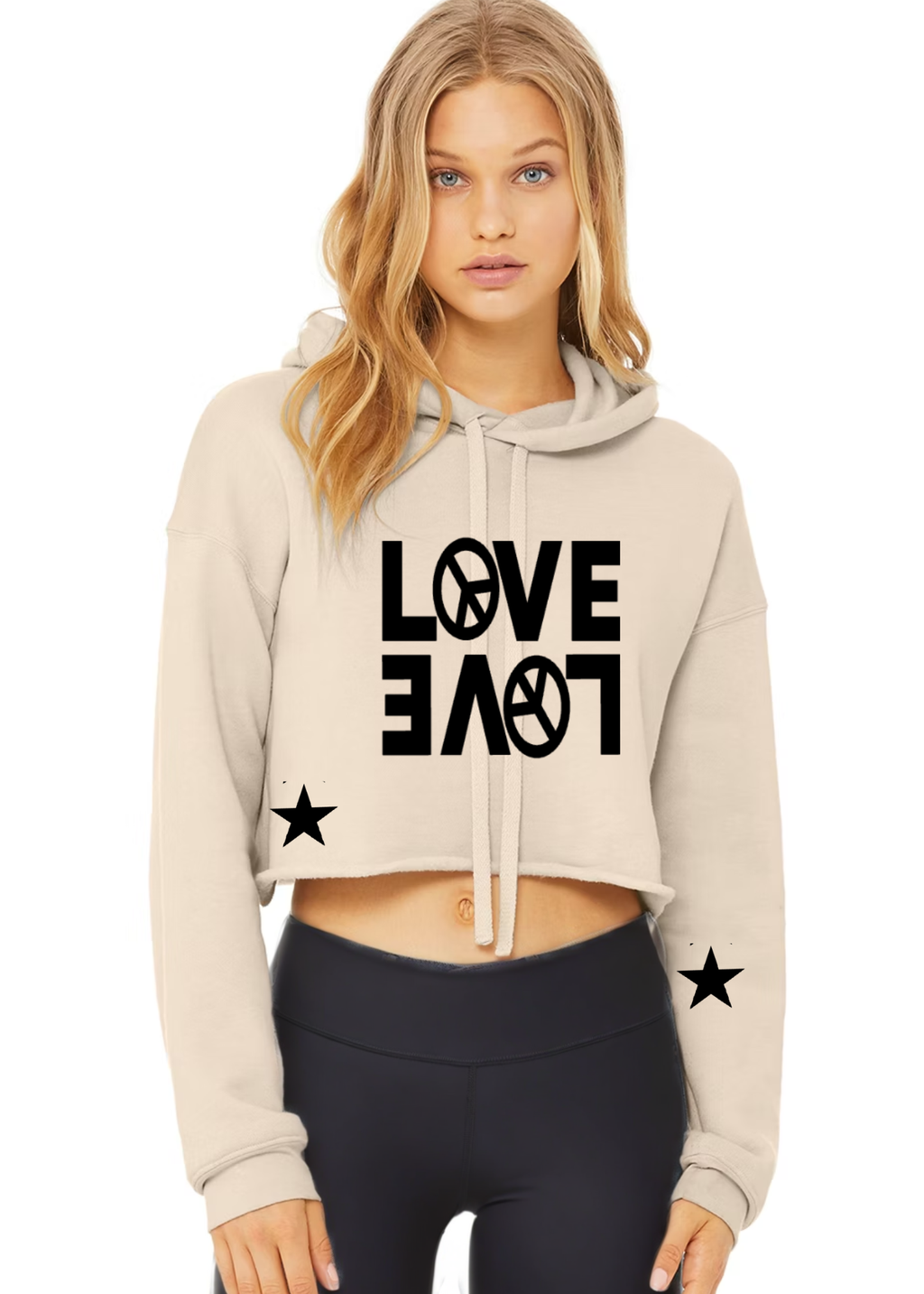 Crop Fleece Hoodie: Double Love