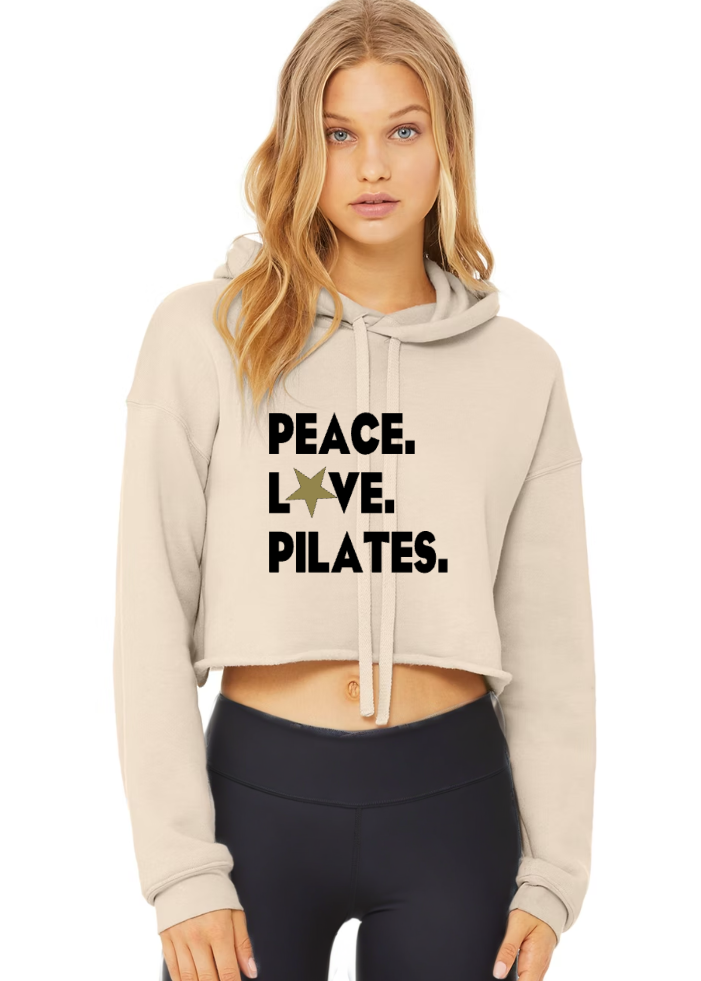 Crop Fleece Hoodie: Peace.Love.Pilates