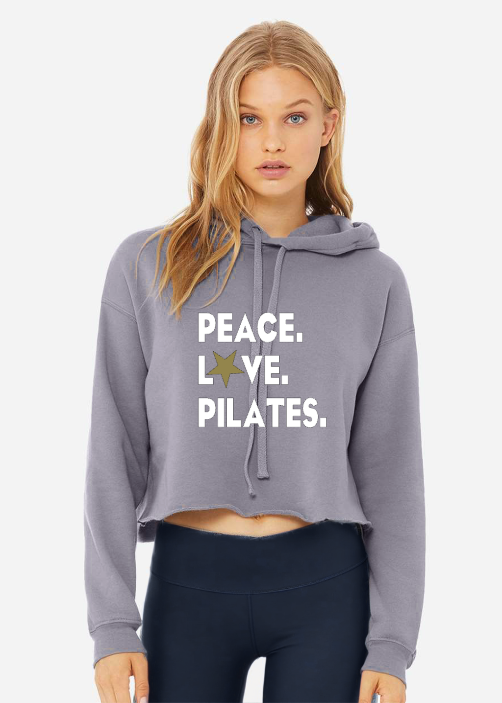 Crop Fleece Hoodie: Peace.Love.Pilates