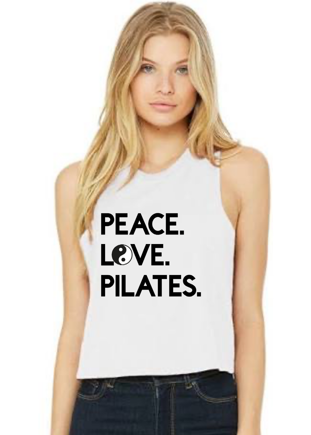 Racerback Crop Tank - Peace.Love.Pilates. ☯