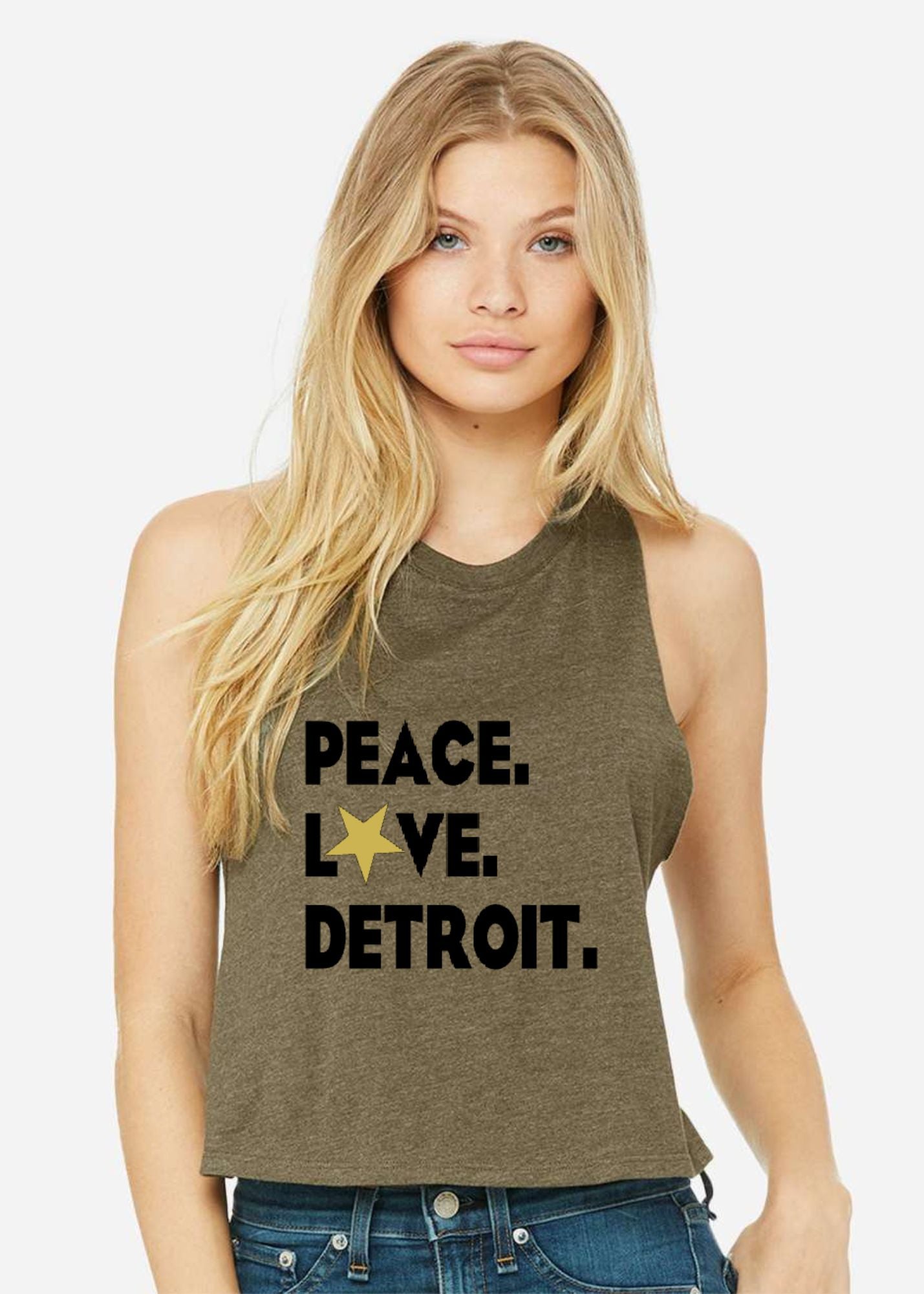 Racerback Crop Tank - Peace.Love.Detroit.
